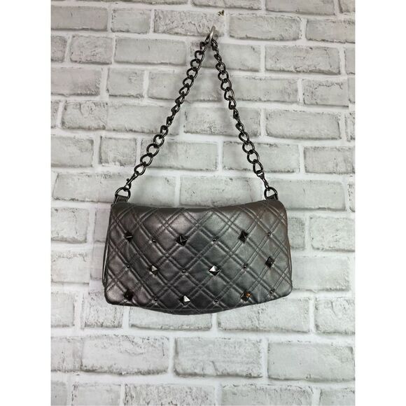 Kate Landry Plaid Silver Pattern Metal Studs Animal Print Inside Shoulder Bag - Picture 12 of 13